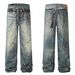 Women’s Clothing Trendy Washed Old Design High End Men's Straight Loose Jeans_ecoleips.com