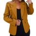 Elegant Fall Blazer For Women - Long Sleeve V-Neck Office Cardigan With Pockets, Casual Stretch Polyester_ecoleips.com