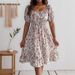 Real Shot Of Cross-border Women's Dress, 2026 Spring-summer New Style, European And American Floral Print, Square Neck,_ecoleips.com