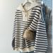 Women's Korean-Style Striped Polo Lapel Long-Sleeved Sweater Autumn And Winter Thin Velvet Padded Loose Casual Half-Zip_ecoleips.com