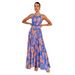 Cross-border 2025 New European And American Printed Halter Neck Beach Bohemian Style High Waist Backless Floral Dress_ecoleips.com