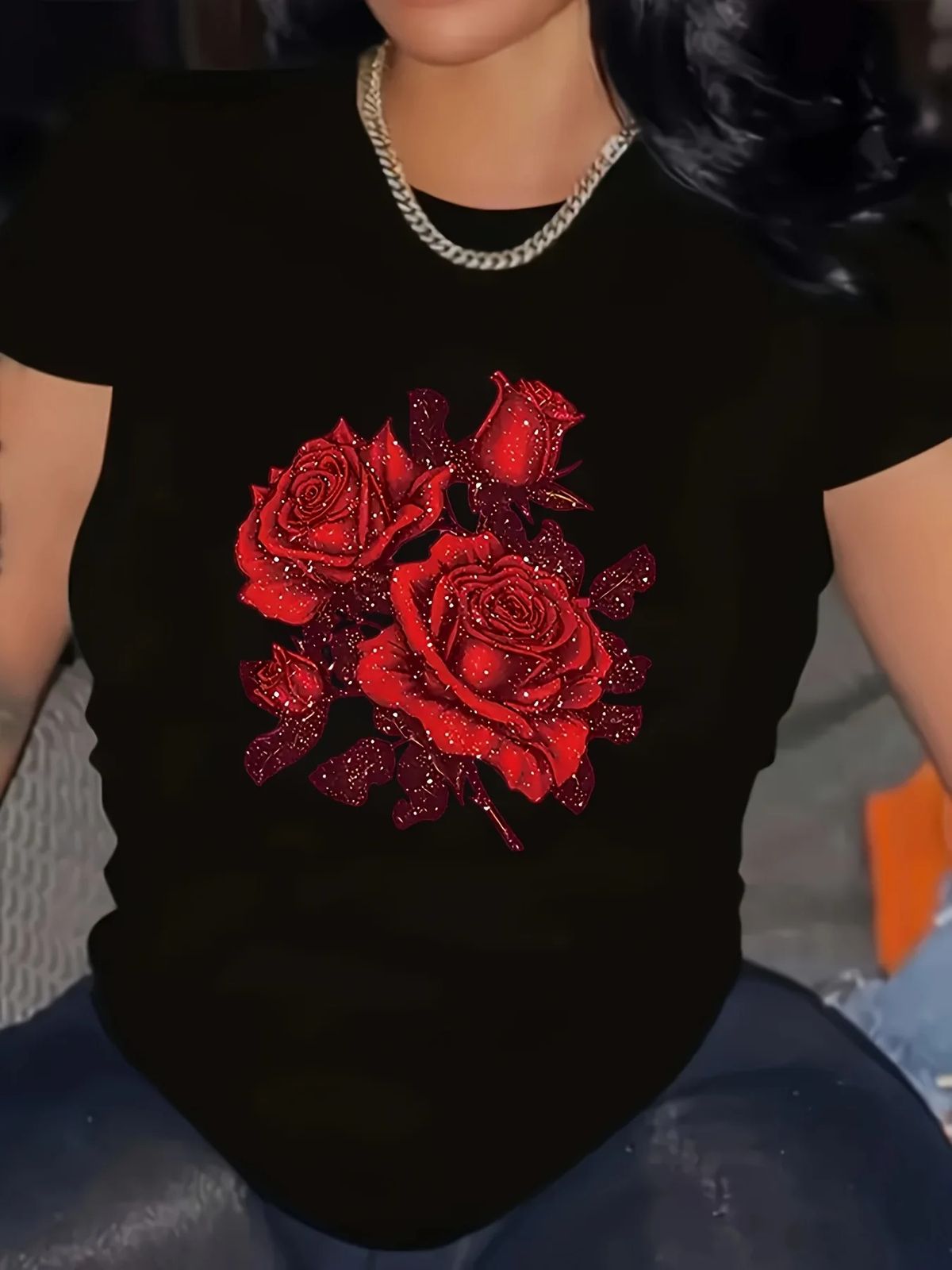 Simple Printed T-shirt, Various Printed Women's Tops, Summer Casual Comfortable T-shirt, Women's Tops_ecoleips.com