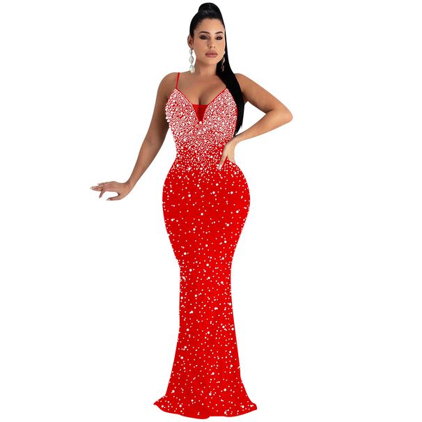Women's Clothing Fashionable And Sexy Nightclub Hot Diamond Beaded Suspender Dress For Women_ecoleips.com