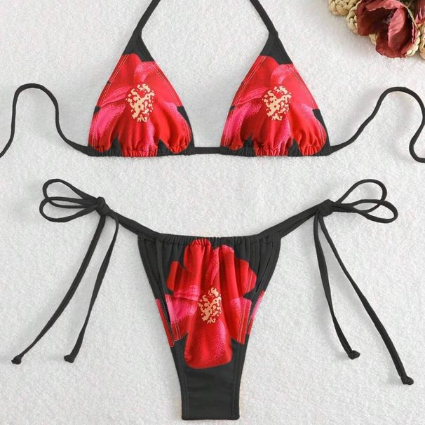 Women's Clothing High Waist Bikinis, Fixed Edition Printed Three Point Sexy Swimsuits_ecoleips.com