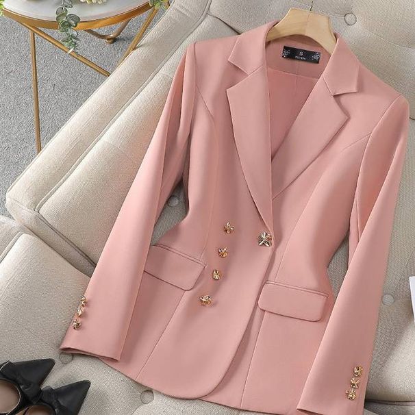 Women's Pink Blazer Suit Set – Elegant Office Wear For Work, Interviews & Events (Trendy Two-Piece Formal Suit, Professional & Chic Style)_ecoleips.com