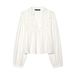 Lace-Trim Cropped Blouse – Minimalist 3d Texture Top With Soft Cotton Blend (Xs-L) Breathing Canvas_ecoleips.com