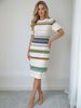 Bohemian Style Women's Short Sleeve Dress Geometric Pattern Slim Fit Summer Wear New Arrival Foreign Trade Knitted Clothing_ecoleips.com