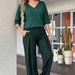 Women's Breathable V-Neck Top And Loose Fit Tropical Print Pants Set Comfortable Knit Two-Piece Outfit for Spring Summer_ecoleips.com