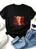 Women Cute Peeking Bear Graphic T-Shirt Positive Letter Print Round Neck Short Sleeve Casual Loose Streetwear Summer Tops_ecoleips.com
