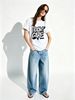 I Don't Care Graffiti Brush Letter Graphic Women Short Sleeve Streetwear T-Shirt_ecoleips.com