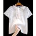 Women's Clothing Women's Heavy Duty Lace Linen Top Short Sleeved Round Neck Unique Design Fashionable And Stylish Hollowed Out Versatile Loose Shirt_ecoleips.com