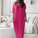 Aria Basics Aria Basics 2025 Cross-border European And American Summer New Women's Solid Color Short-sleeved Long Casual Dress Nightgown_ecoleips.com
