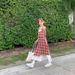 Lace Patchwork Plaid Camisole For Women 2024 Summer New Fresh Loose Slimming Two-in-One Dress_ecoleips.com