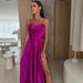 Women's Clothing New Russian Sexy Solid Color Slit Suspender Dress_ecoleips.com