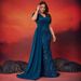 Elegant Plus Size Sequin Embellished V-Neck Short Sleeve Cocktail Party Dress For Women_ecoleips.com