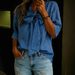 2026 European And American Cross-Border Trade New Casual Fashion V-Neck Bow Loose Mid-Sleeve Women's Top_ecoleips.com