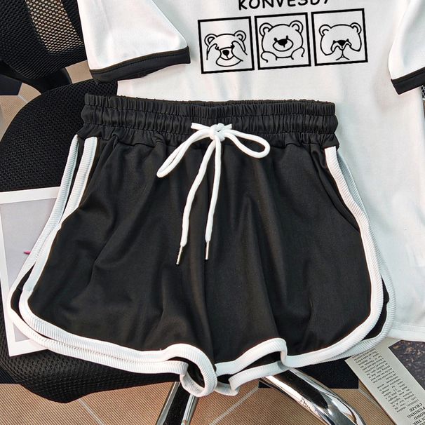 Women's Slim-Fit Sporty Shorts & Contrast Collar T-Shirt Set – Lightweight Summer Outfit With Breathable Fabric_ecoleips.com