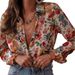 Women's Clothing Temperament Leisure Summer New Long Sleeved Printed Lapel Shirt Leisure Vacation Ladies Shirt Large Size_ecoleips.com