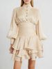 Women's French Elegant High Waist Ruffled Long Sleeve Midi Dress – Slim Fit Spring Gown 2026_ecoleips.com