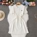 Summer Polo Collar Knitted Bodycon Dress For Women, Slim Fit Short Sleeve Elegant Tunic Dress Versatile Seasonal Colors:_ecoleips.com