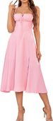 European American Cross-border Mid-length Corset Dress With Bohemian Style, Flowing Slit, And Tie-up Design For Women's_ecoleips.com
