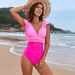 Women's Clothing New Mesh Stitching Solid Color Stitching Swimsuit_ecoleips.com