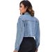 Women's Fringe Denim Jacket, Oversized Lapel Long Sleeve Coat, Bohemian Tassel Shacket For Casual Elegant Style_ecoleips.com