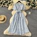 Women's Clothing Summer Retro Heavy Hollow Embroidery Round Neck Waist Short Sleeve Dress Women's Slim Single Breasted Long Skirt_ecoleips.com