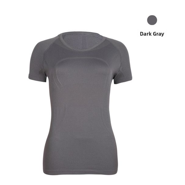 High Elasticity Quick Drying Sports Top For Women Short Sleeve Round Neck Running Training T-Shirt Yoga Wear_ecoleips.com