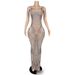 High End Low Cut Halter Dress For Women Silver Nude Versatile Long Gown For Birthday Evening Company Annual Meeting_ecoleips.com