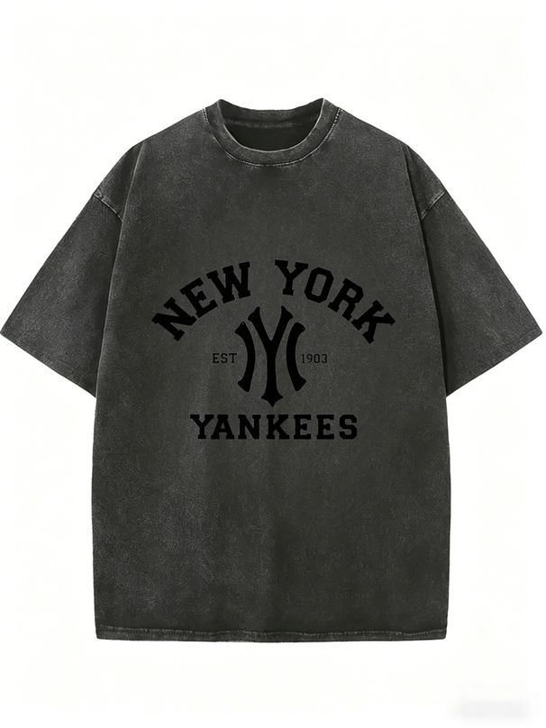 Women's Vintage Inspired T-Shirt, Washed Effect Casual Top For Everyday Wear And Seasonal Layering_ecoleips.com