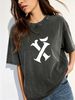 Women's Vintage Inspired Washed T-Shirt, Loose Fit Urban Fashion Tee_ecoleips.com