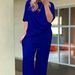 Women's Spring/Summer Two Piece Set Crew Neck Long Sleeve Top High Waisted Wide Leg Straight Leg Pants_ecoleips.com