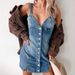 European And American 2025 New Button-Up Denim Sexy Deep V-Neck Strap Dress For Women_ecoleips.com