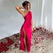 Women's Clothing Summer New Design Temperament Sexy Slim Shoulder Slit Satin Dress_ecoleips.com