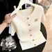 Women's Round-Neck Knit T-Shirt Breathable Viscose Blend Slim Fit Casual Top for Spring And Summer_ecoleips.com