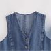 Zatrax2025 New Women's Fashion Sleeveless Short Denim Vest High Waist Skirt_ecoleips.com