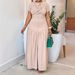 Women's Long Slim Fit Casual Dress Waist Cinching Short Sleeve Elegant_ecoleips.com