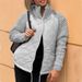 Women's Fashion 3D Effect Stand Collar Zip-Up Sweater Jacket – Streetwear Loose Fit Long Sleeve Coat, Lightweight Polyester With Faux Silk Filling_ecoleips.com