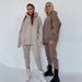 Women's Clothing Women's Hooded Sweatshirt Two-Piece Set Fleece-Lined Pullover & Joggers Casual Outfit In White Black Brown Beige S M L XL_ecoleips.com