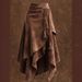Women's Clothing Brown Suede A-Line Midi Skirt – Asymmetric Wrap Hemline With Tie Waist, Boho Autumn Skirt Stretch-Free Polyester Retro Flare Skirt_ecoleips.com