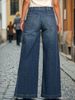 Plus Size Vintage Washed Button Fly Jeans - Mid Rise Relaxed Fit Stretch Denim Pants For Women (Medium Blue, 1XL-4XL)_ecoleips.com