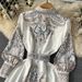 Women's Floral Print Empire Waist Dress – Bell Sleeves & High Neck For Elegant Boho Style_ecoleips.com