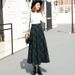Winter Retro Preppy Style Midi-Length Woolen Skirt High-Waisted Plaid Full Skirt Maxi Skirt For Women_ecoleips.com