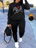 Women's Autumn And Winter Hip-hop Casual Street And Dog High Five Pattern Printed Round Neck Sports Shirt+sports Pants Set-539_ecoleips.com