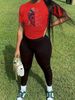 Women's Casual Fashion Portrait Letter Pattern Printed Loose T-shirt+cropped Pants Two-piece Home Sportswear Daily Wear-399_ecoleips.com