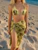 Sexy Women's Three Piece Bikini Swimsuit Printed Beach Vacation And American New Style_ecoleips.com