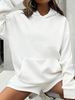Women's Minimalist Solid Fleece Hoodie With Kangaroo Pocket, Loose Soft Long Sleeve Top For Autumn Winter Indoor Reading & Outdoor Walks 5Color_ecoleips.com