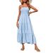 Women's Elegant Smocked Halter Backless Side Split Maxi Dress – Casual Chic Summer Gown 2026_ecoleips.com