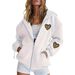 Women's Long Sleeved Zip Up Sweatshirt Cardigan Heart Print 5046 Design Comfortable Casual Hoodie_ecoleips.com